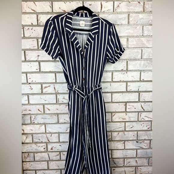 H&M Pants - H&M | Navy and White Pinstripe Jumpsuit